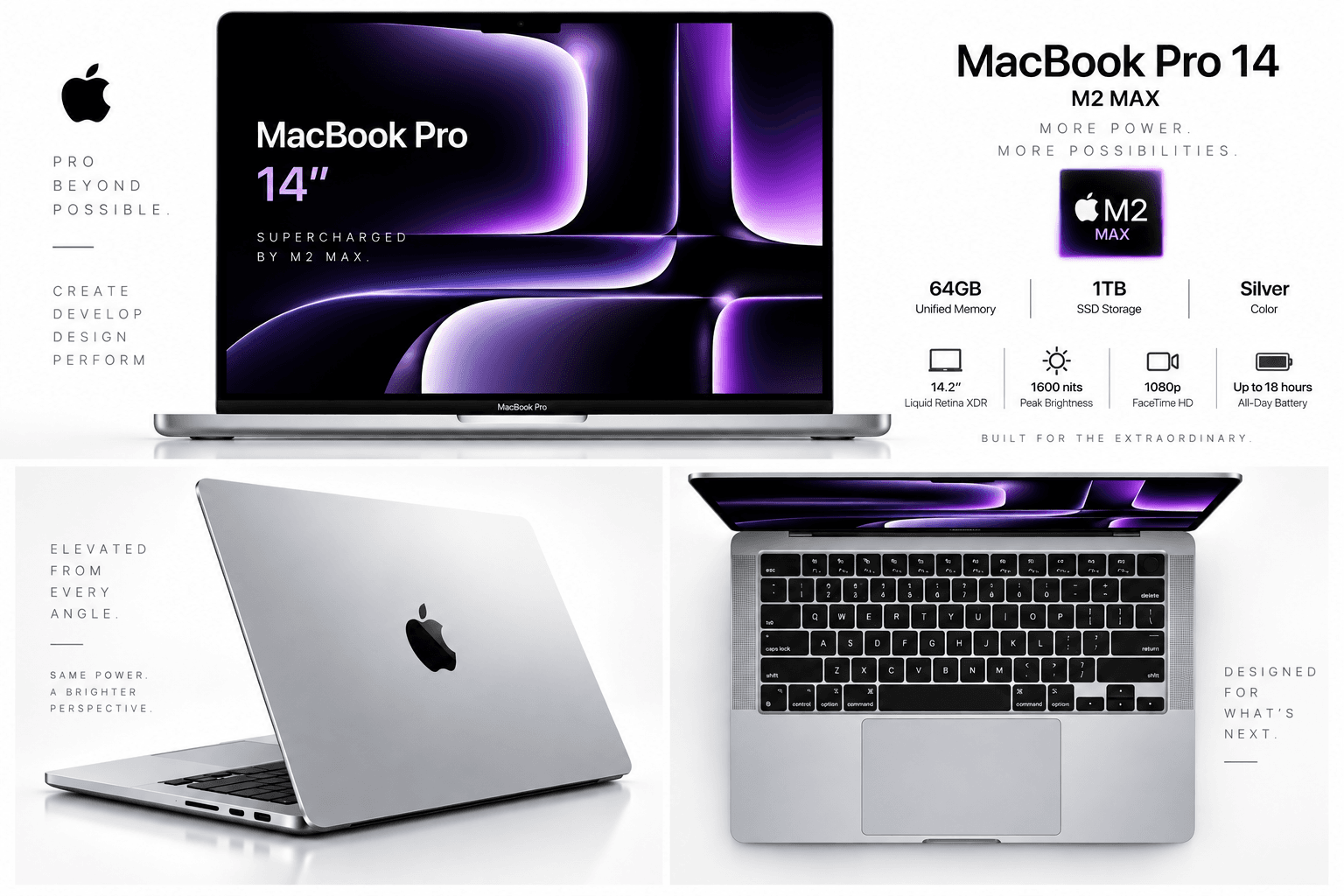 Apple MacBook Pro 14 M2 Max 64GB/1TB Silver Noutbuki