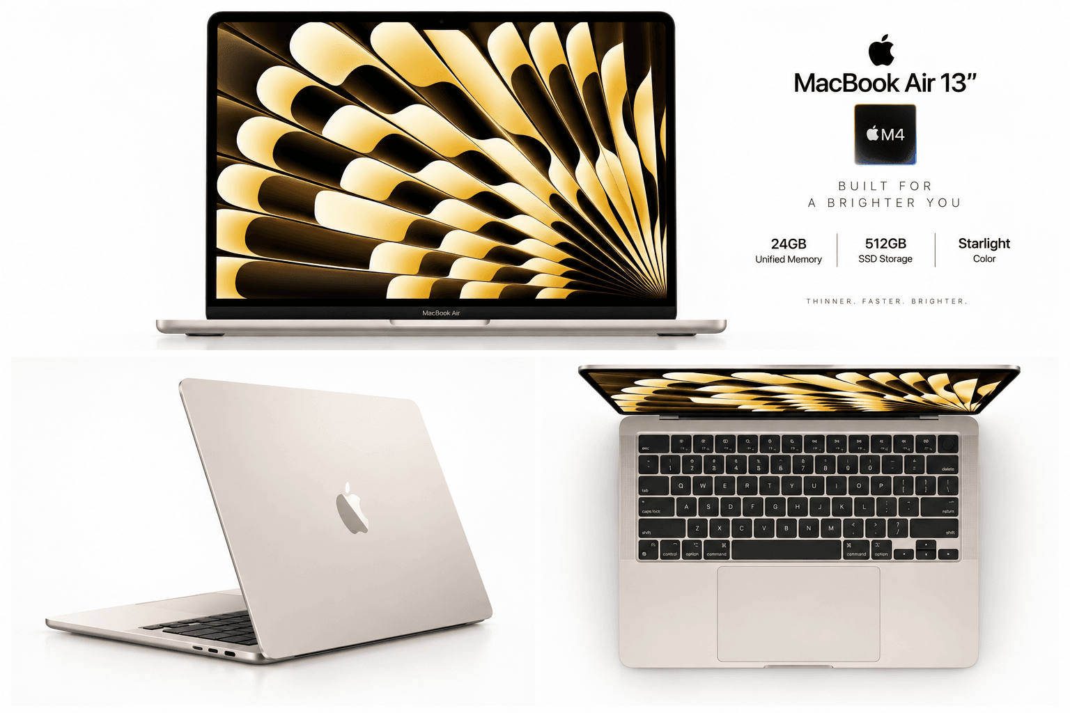 Apple MacBook Air 13 M4 24GB/512GB Starlight noutbuki