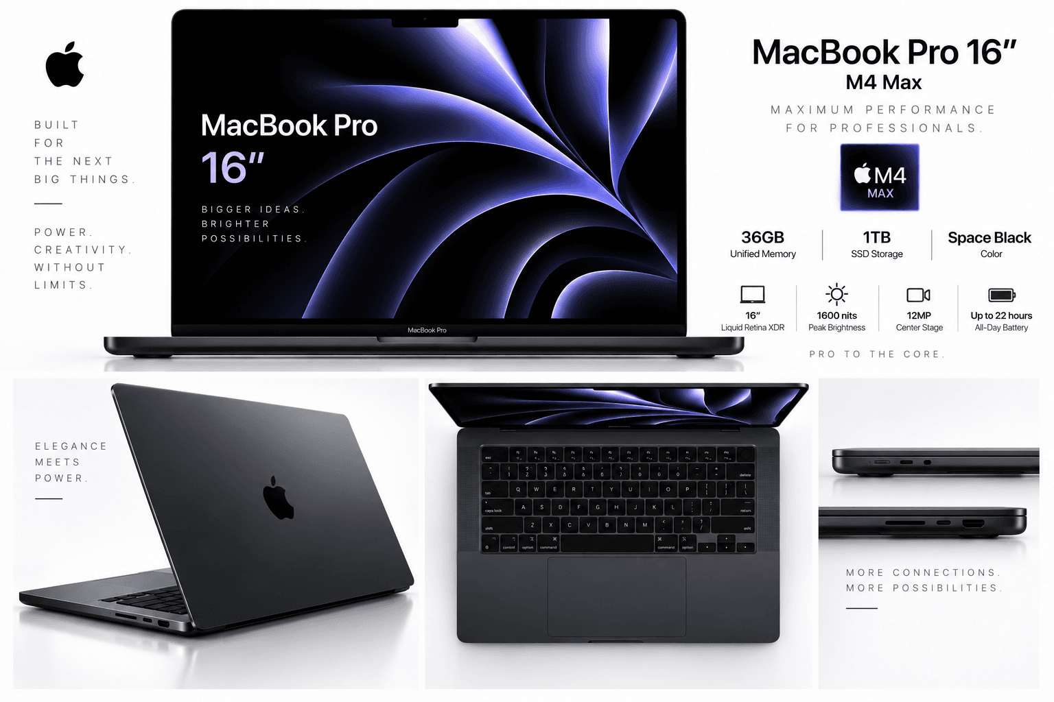 Apple MacBook Pro 16 M4 Max 36GB/1TB Space Black Noutbuki