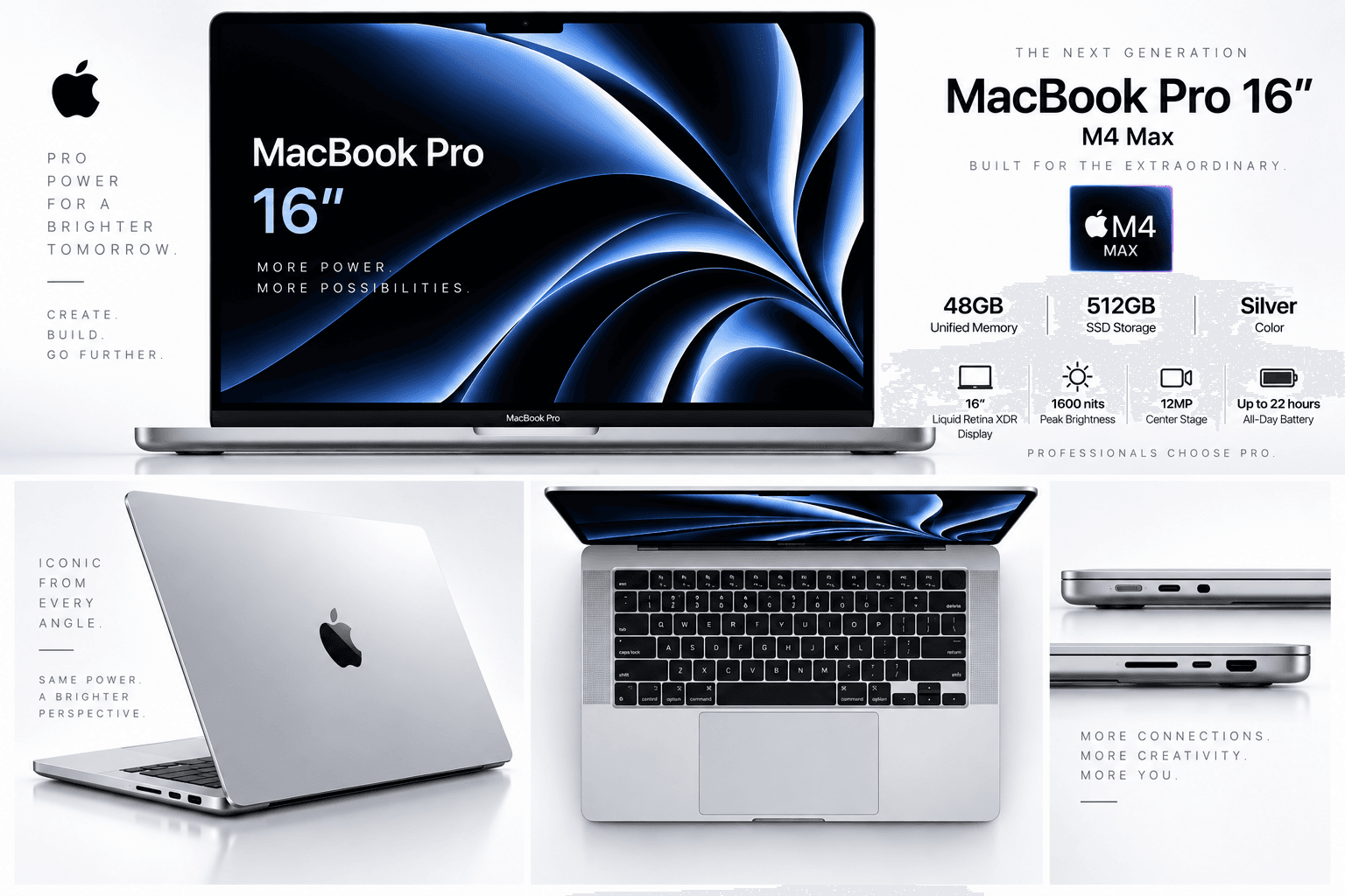 Apple MacBook Pro 16 M4 Max 48GB/512GB Silver Noutbuki